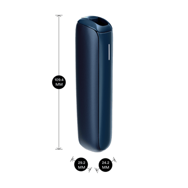 Ploom AURA Navy Blue device dimensions: 10.94cm height x 2.92 cm width and 2.42 cm depth