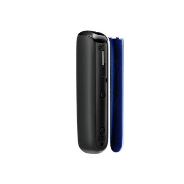 Navy Blue Augmented Pattern Ploom Aura front panel side view, separated from device
