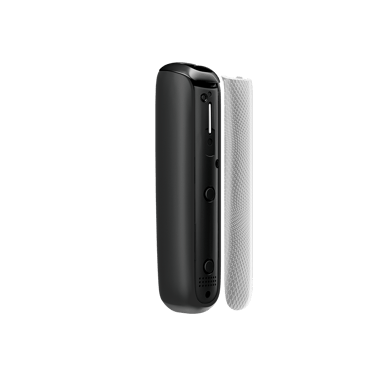 Bočni prikaz Jet Black Augmented Pattern prednje maske za Ploom AURA uređaj, odvojene od uređaja
