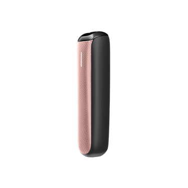 Side view of Ploom Aura front panel accessory in Rose Gold Augmented Pattern color
