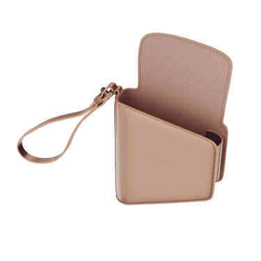 Bočni prikaz prazne i otvorene Rose Gold Duo futrole
