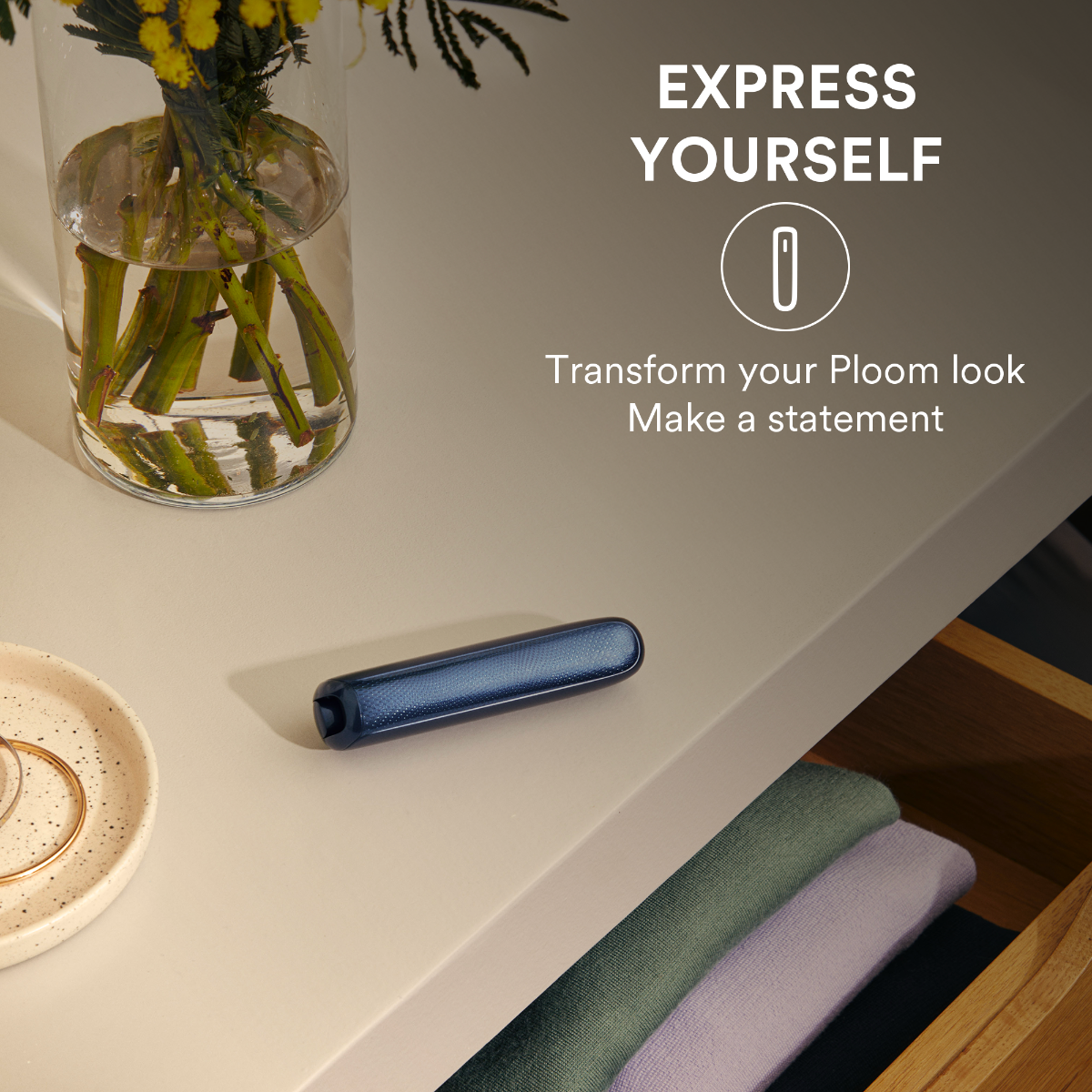 Ploom AURA front panel in Navy Blue Augmented Pattern: express yourself with different vibrant colors
