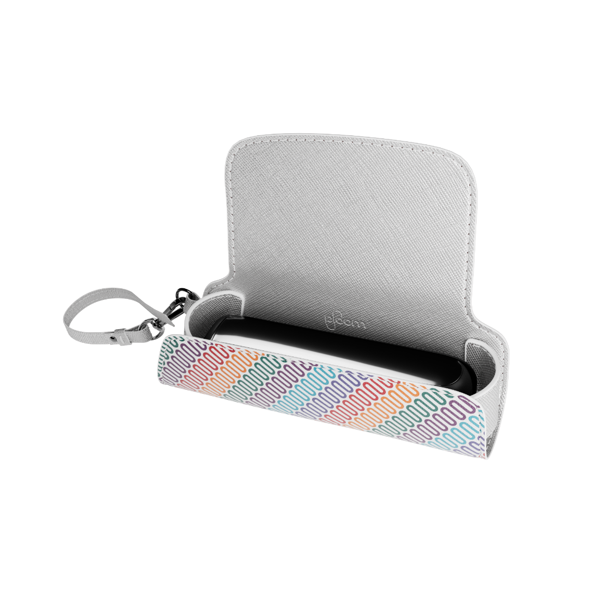 Lateral view of a Multicolored Patterned Canvas Solo Carry Case with Ploom AURA device and sticks (not included)
