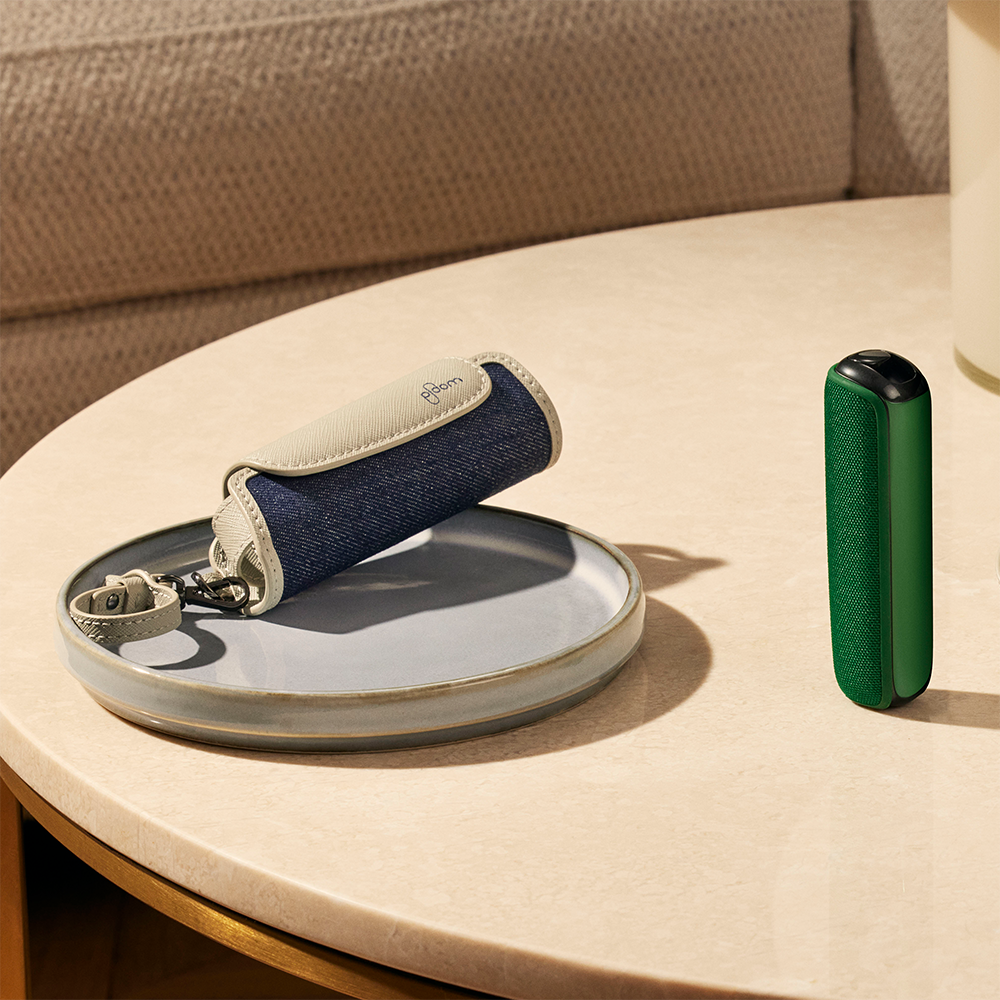 Ploom Aura Denim Leather Fusion Solo and Duo Carry Case accessories with Ploom AURA device
