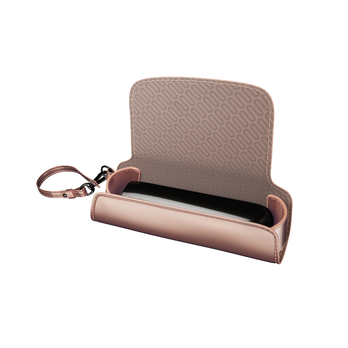 Bočni prikaz Rose Gold Solo futrole sa Ploom AURA uređajem i patronama (nisu uključene)
